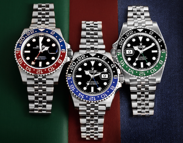 Rolex GMT Master Pepsi, Batman, and Sprite with Jubilee bracelets