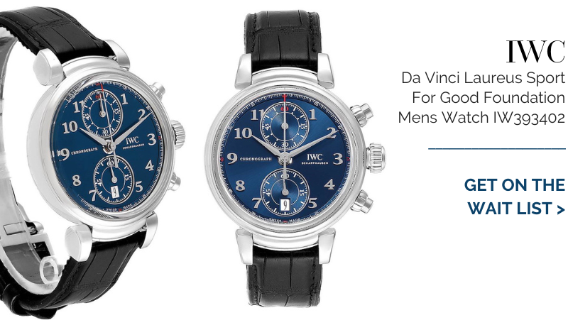 IWC Da Vinci Laureus Sport For Good Foundation Blue Dial Chronograph Steel Mens Watch IW393402