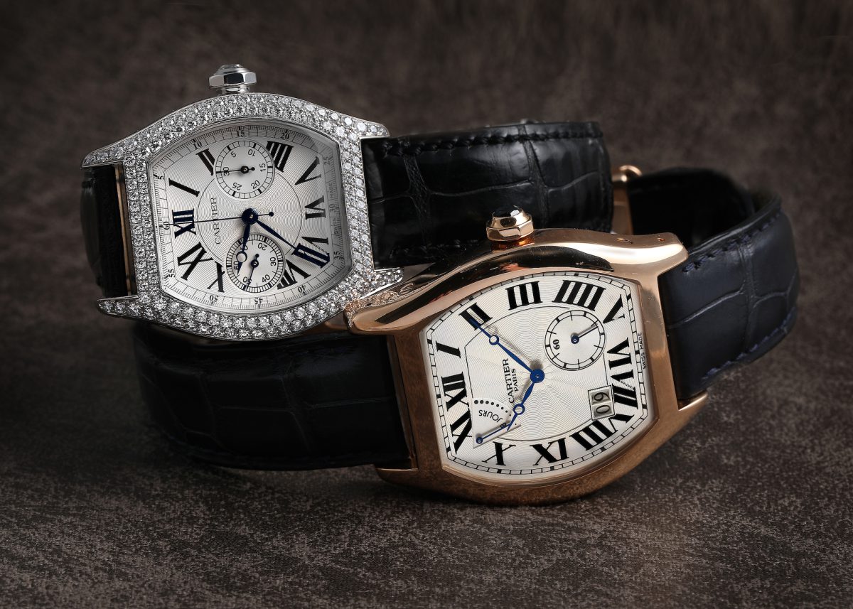 Cartier Tortue Monopusher Chronograph White Gold Diamond Watch 2396G