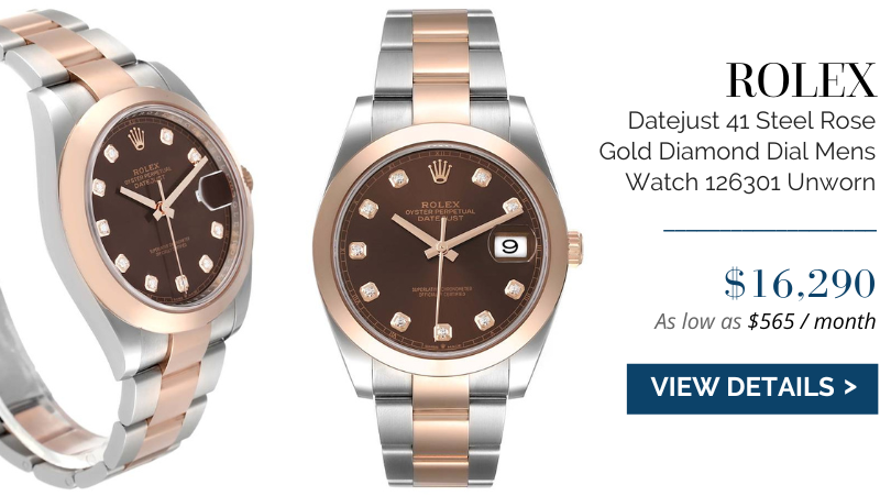 Rolex Datejust 41 Steel Rose Gold Diamond Dial Mens Watch 126301