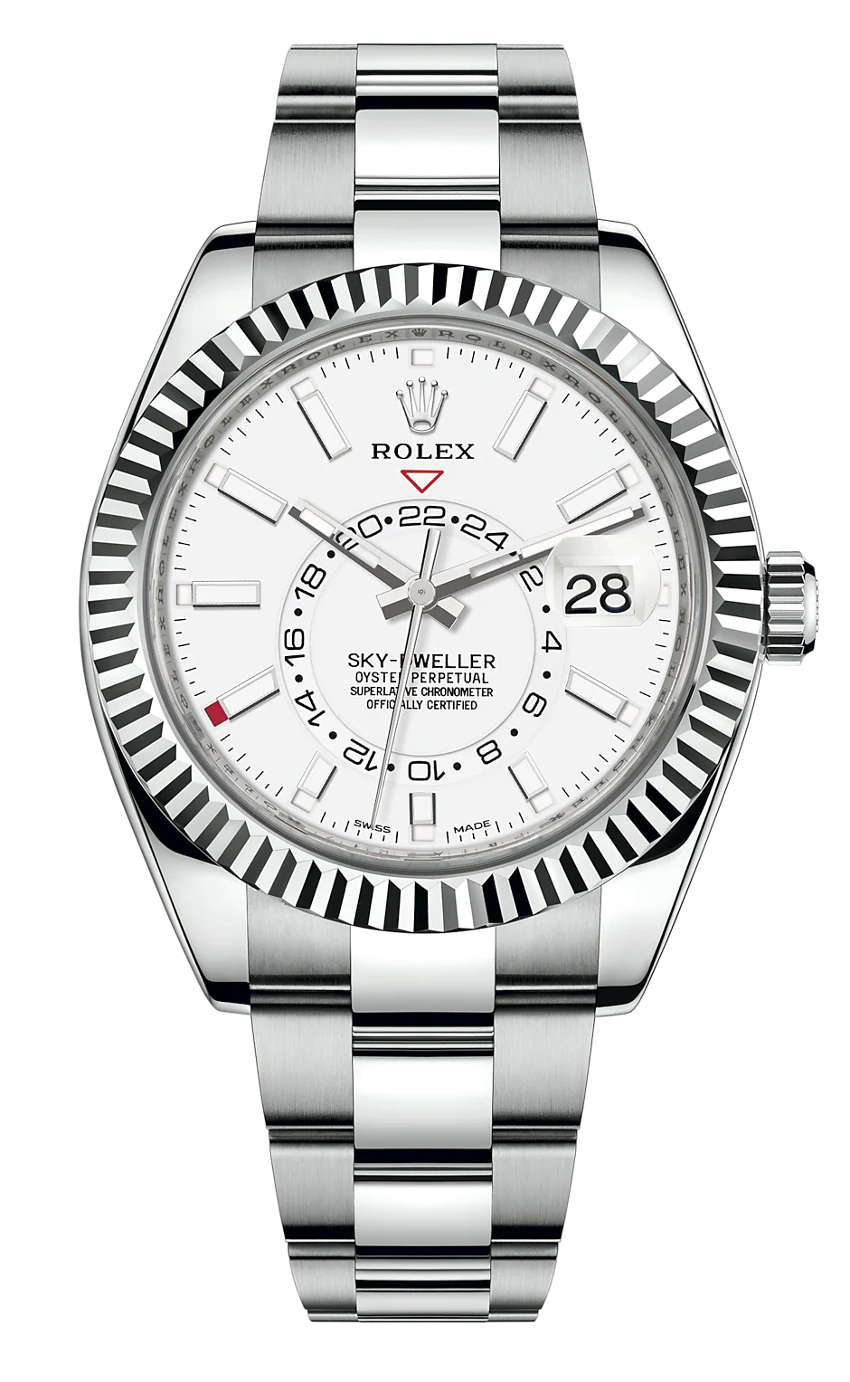 Rolex Sky-Dweller Silver Dial Steel White Gold Mens Watch 326934