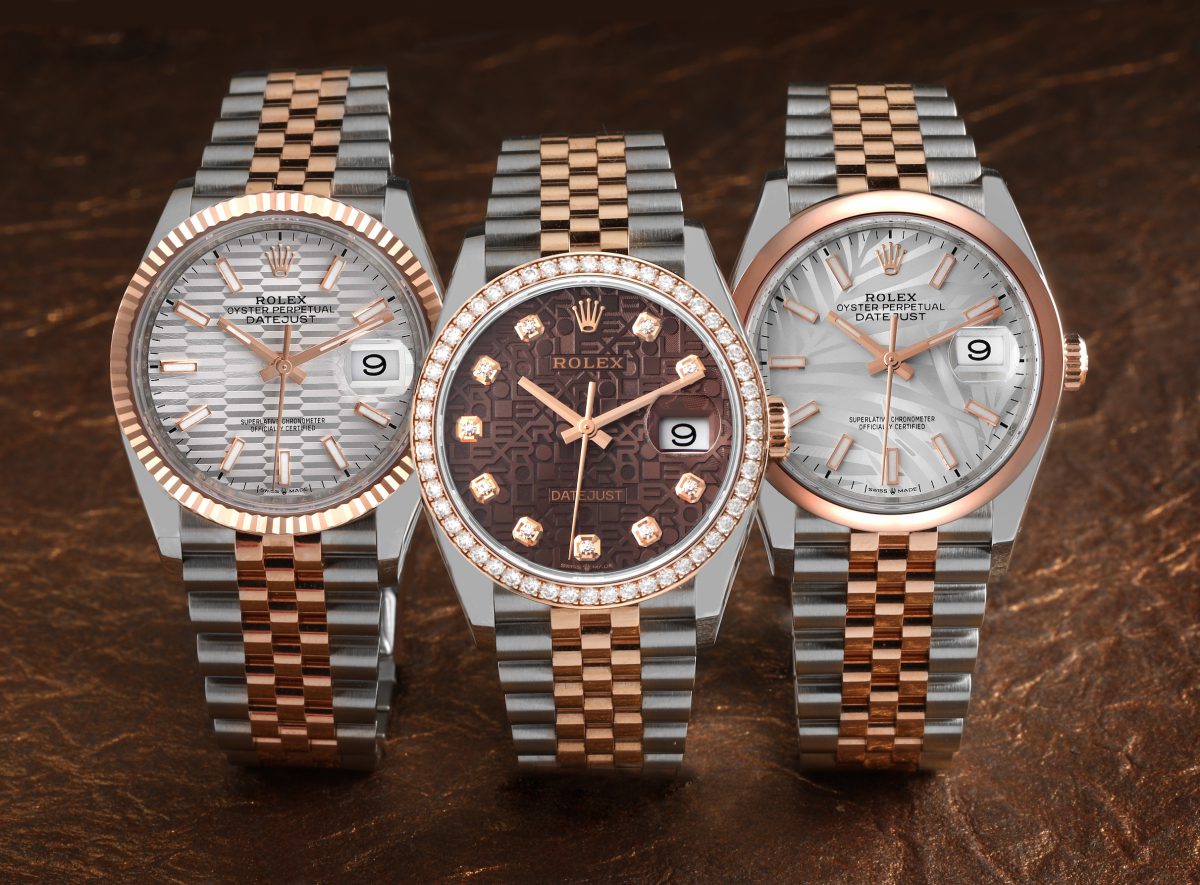 Rolex Datejust 36 Steel Everose Gold with Fluted, Jubilee, and Palm Dials