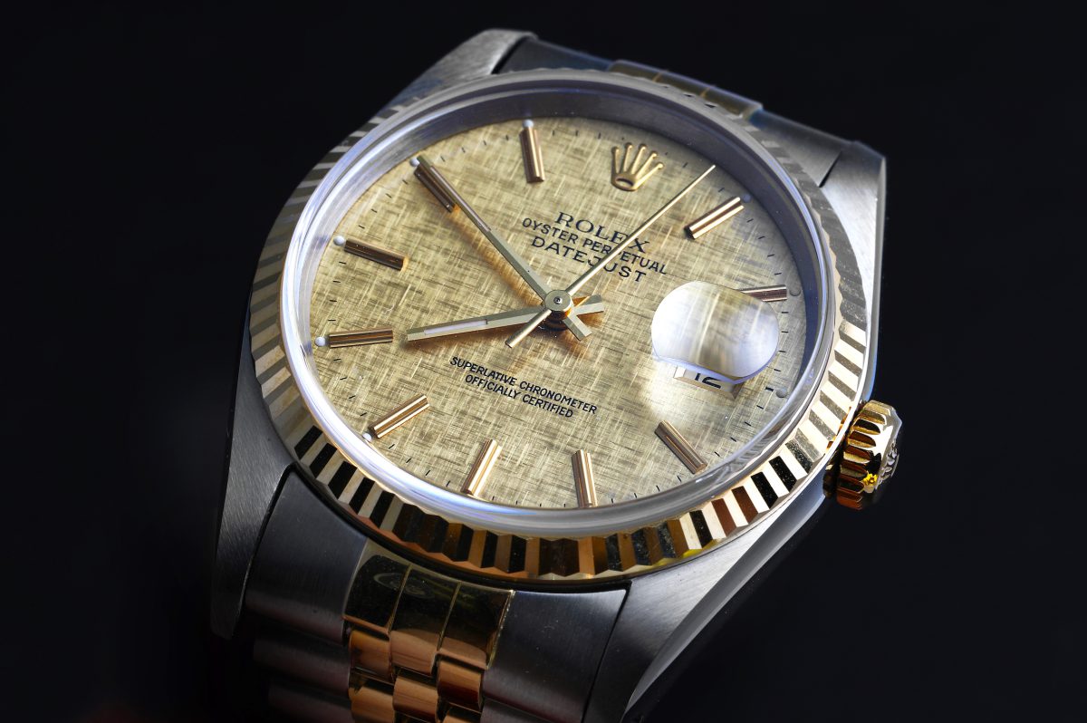 Rolex Datejust 36 Steel Yellow Gold Linen Dial Vintage Watch 16013