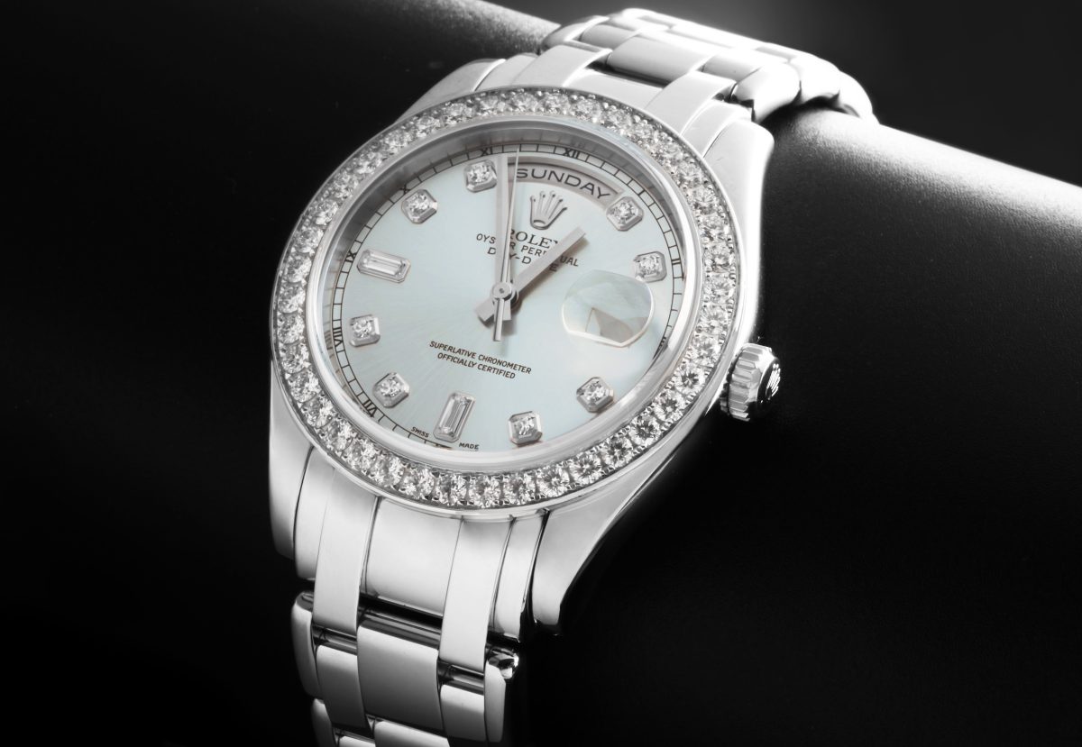 Rolex Day-Date Masterpiece Platinum Ice Blue Diamond Watch 18946