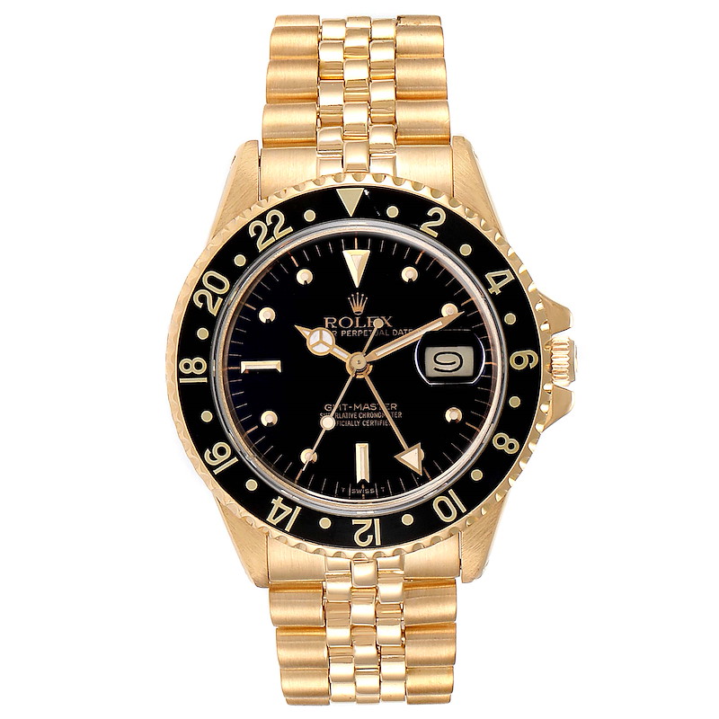 Rolex GMT Master Transitional 18k Yellow Gold Mens Watch 16758