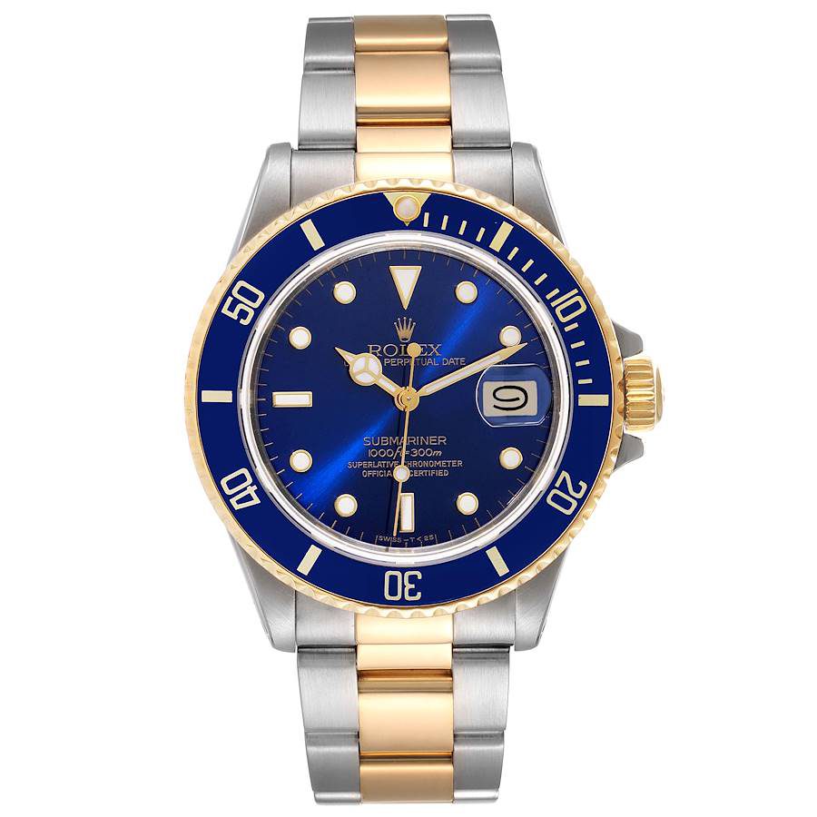 Rolex Submariner Steel 18K Yellow Gold Blue Dial Mens Watch 16803