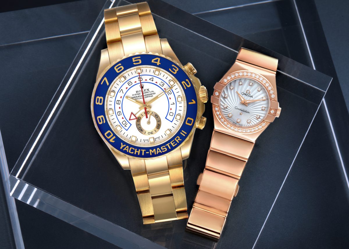 Rolex Yacht-Master II Yellow Gold and Omega Constellation Rose Gold