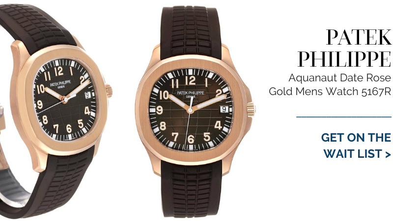 Patek Philippe Aquanaut Date Rose Gold Mens Watch 5167R