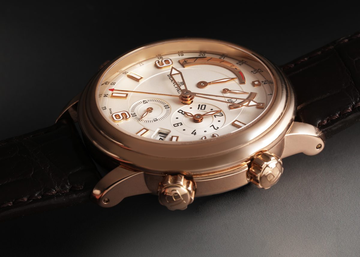 Blancpain Leman Reveil GMT Alarm 18k Rose Gold Mens Watch 2841-3642-53B