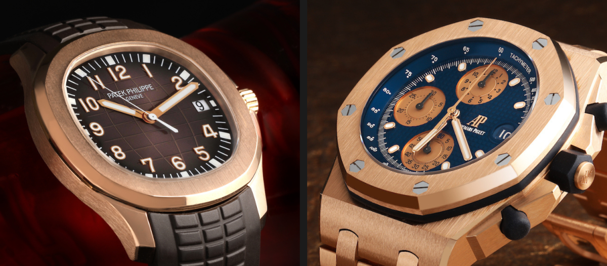 Patek Philippe Aquanaut Rose Gold 5167R and Royal Oak Offshore Rose Gold Watch 26238OR